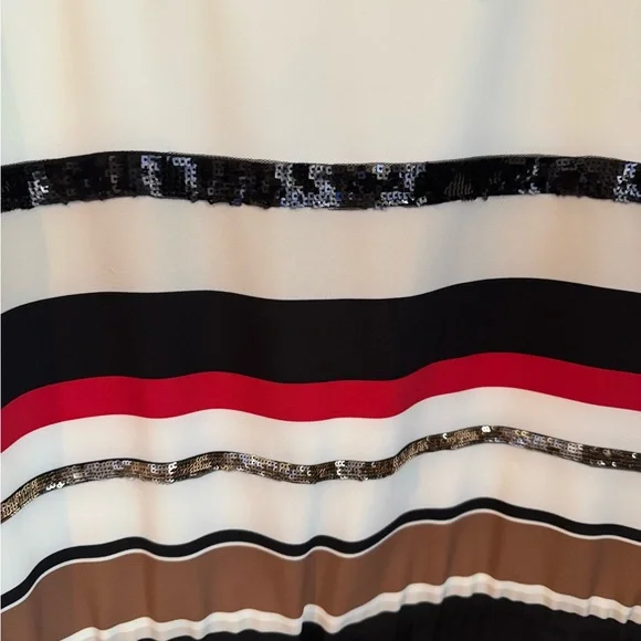 NWT DKNY Striped Mini Dress in Black, Cream, Tan, Red. Sz XL - Picture 8 of 10